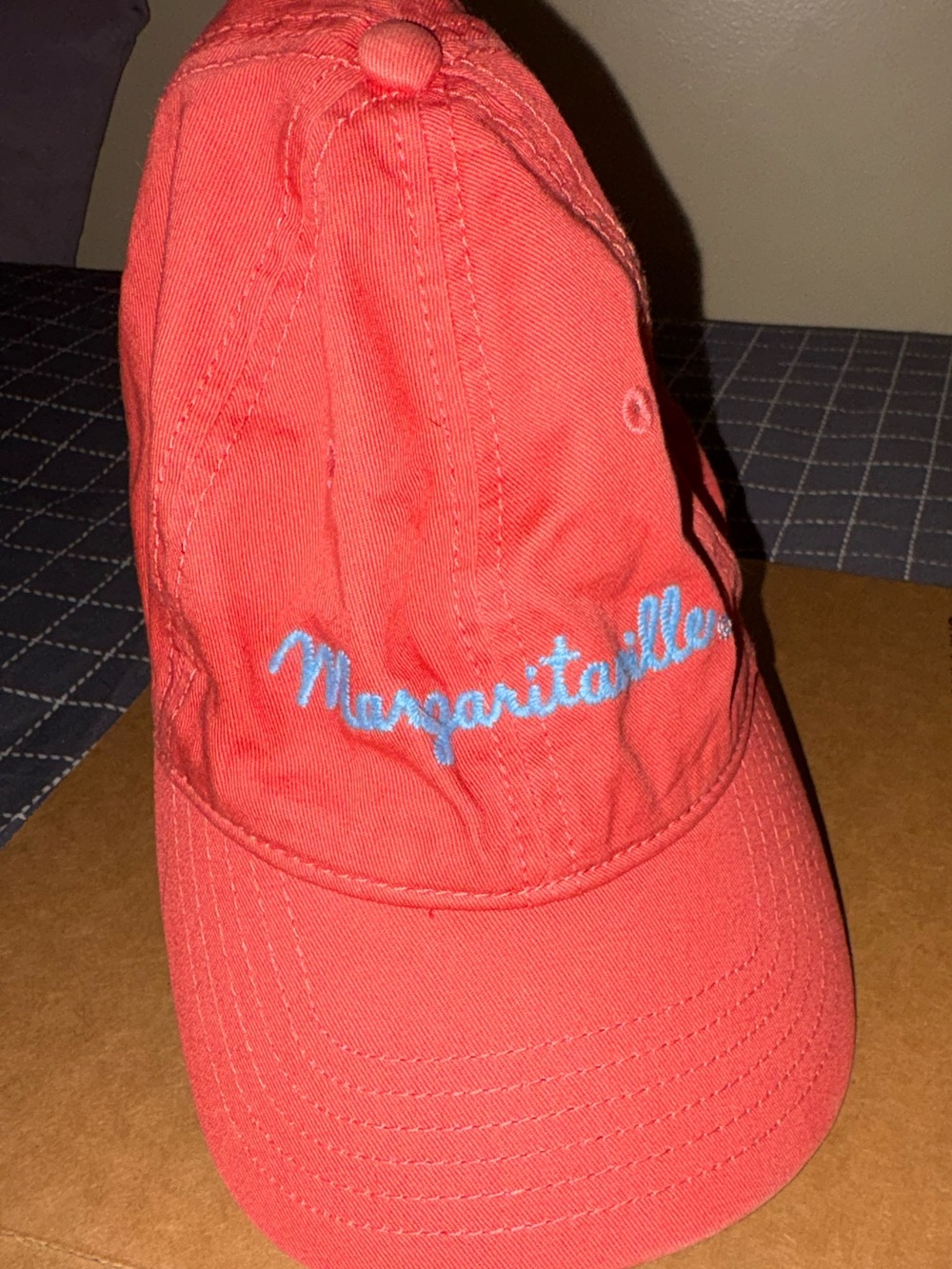 JIMMY BUFFETT Margaritaville Coral Cap with Light Blue Script